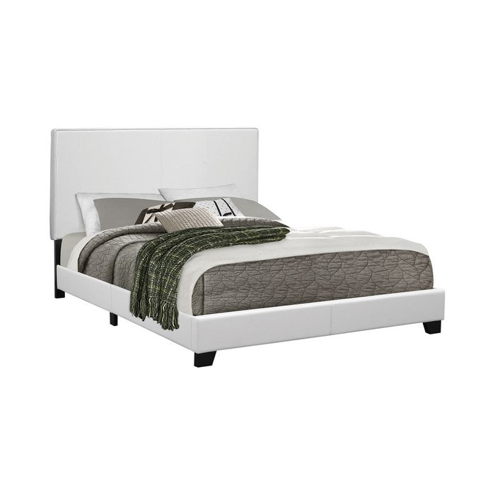 Leatherette Upholstered Twin Size Platform Bed with Chamfered Legs, White