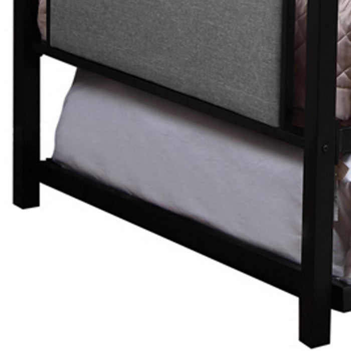 Metal Twin Daybed with Trundle and Fabric Upholstered Panels,Gray and Black