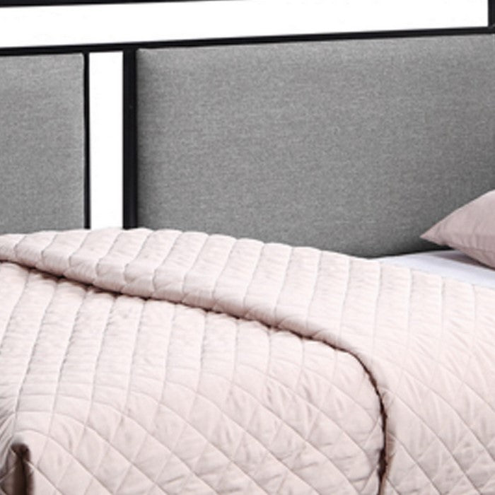 Metal Twin Daybed with Trundle and Fabric Upholstered Panels,Gray and Black
