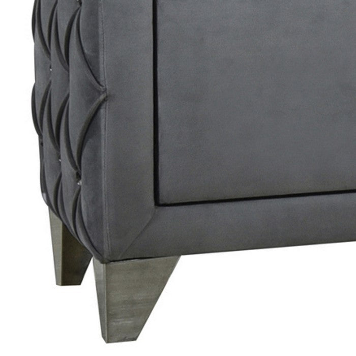Fabric Upholstered Button Tufted Nightstand with 2 Drawers, Gray