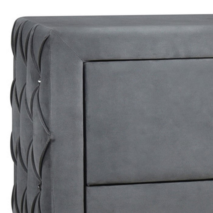 Fabric Upholstered Button Tufted Nightstand with 2 Drawers, Gray