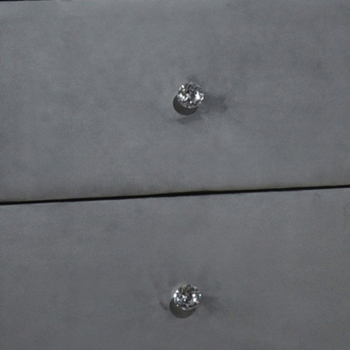 Fabric Upholstered Button Tufted Nightstand with 2 Drawers, Gray