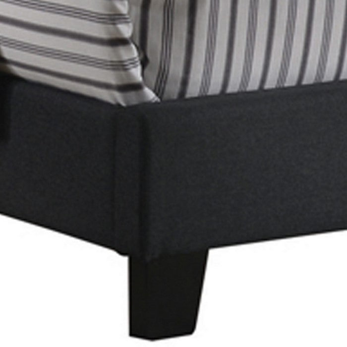 Twin Size Bed with Square Button Tufted Headboard, Dark Gray