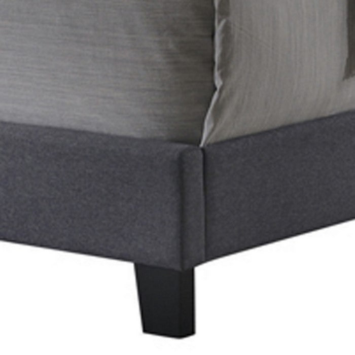 Eastern King Bed with Square Button Tufted Headboard and, Gray