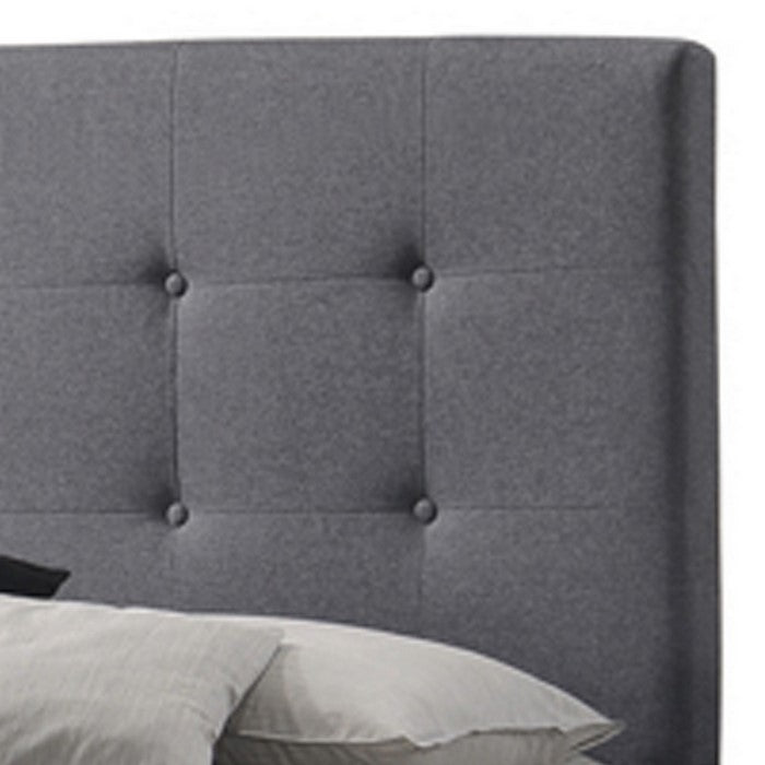 Eastern King Bed with Square Button Tufted Headboard and, Gray