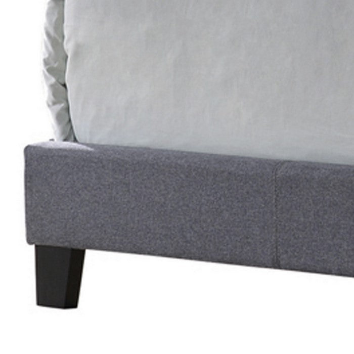 Twin Size Bed with Square Button Tufted Headboard and Chamfered Legs, Gray