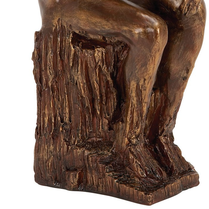 Polystone Frame Thinking Man Sculpture with Stable Base, Brown