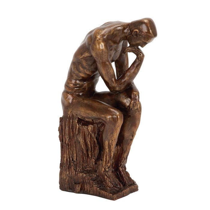 Polystone Frame Thinking Man Sculpture with Stable Base, Brown