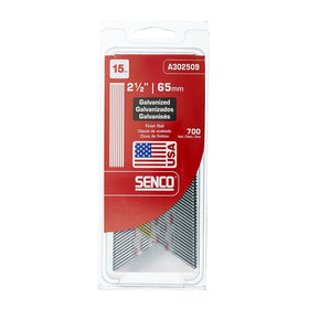 Senco A302509 15 Gauge by 2-1/2-Inch Electro Galvanized Finish Nail