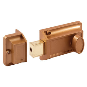 Prime-Line Products U 9956 Single Cylinder Rim Dead Latch, Brass Painted Diecast