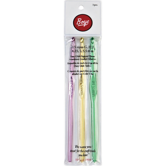 Boye Aluminum Crochet Hook Set, Sizes G-I