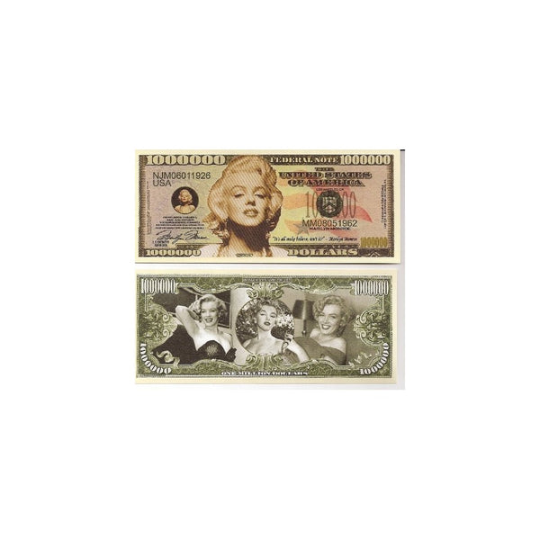 American Art Classics Marilyn Monroe Million Dollar Novelty Bill Play Money with Bill Protector