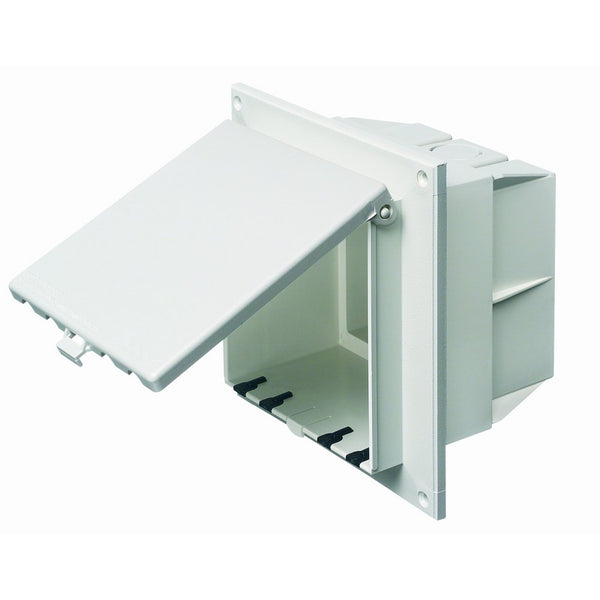 Arlington DBVR2W-1 Low Profile IN BOX Electrical Box with Weatherproof Cover for Flat Surfaces, 2-Gang, Vertical, White