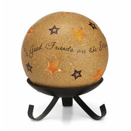 Pavilion Gift Company Comfort Candles 5-Inch Diameter Candle Holder Pierced with Stars, Good Friends