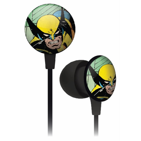 iHip MVF1030WO Marvel Vintage Series Printed Ear Buds, Wolverine Yellow/Blue