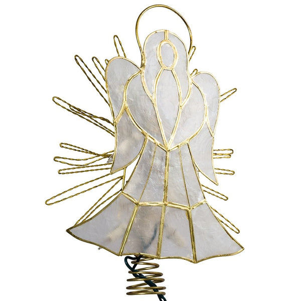 Kurt Adler 10-Inch Capiz Angel with Twisted Wire Treetop