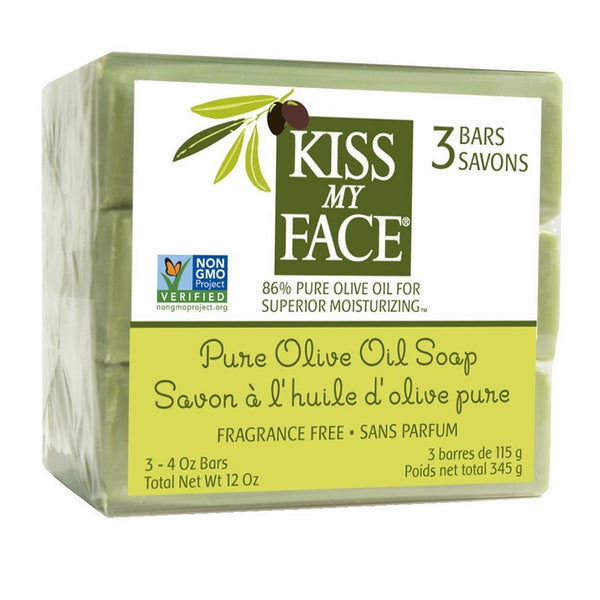 Kiss My Face Naked Pure Olive Oil Moisturizing Bar Soap, 4ounce, 3 Count