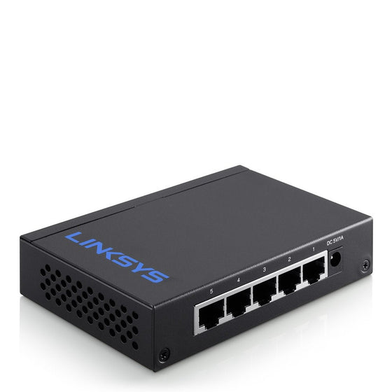 Linksys Business LGS105 5-Port Desktop Gigabit Ethernet Network Unmanaged Switch I Metal Enclosure