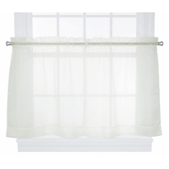 Ellis Curtain Jessica Sheer Tailored Tier Curtains, 54 by 36-Inch, Ivory