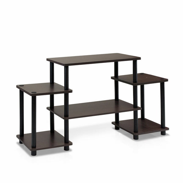 Furinno 11257DBR/BK Turn-N-Tube No Tools Entertainment TV Stands, Dark Brown/Black