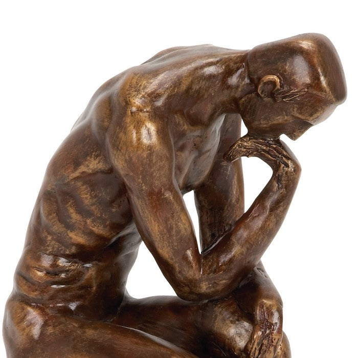 Polystone Frame Thinking Man Sculpture with Stable Base, Brown