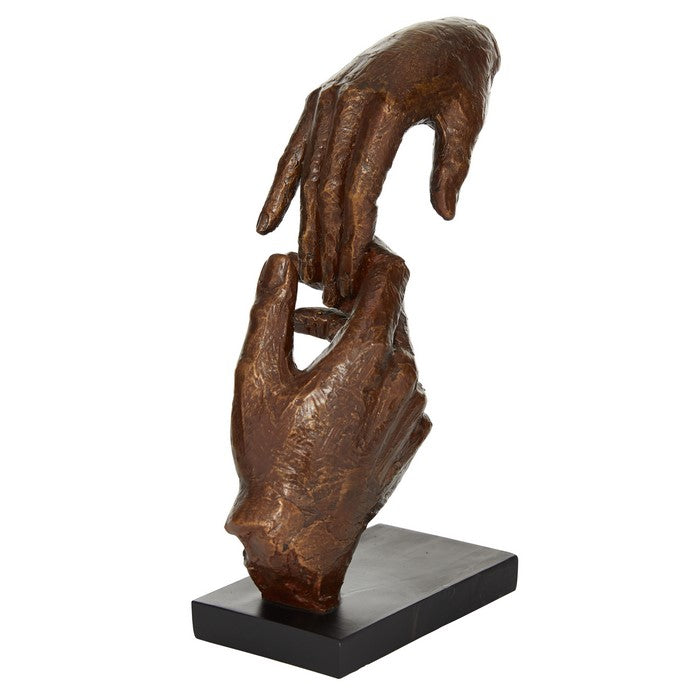 Polystone Hands Sculpture with Artistic Details, Brown