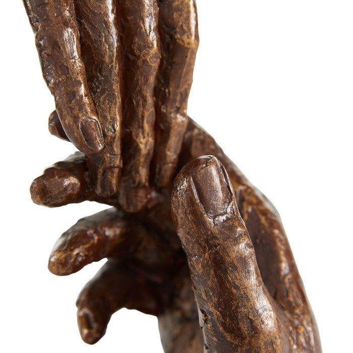 Polystone Hands Sculpture with Artistic Details, Brown