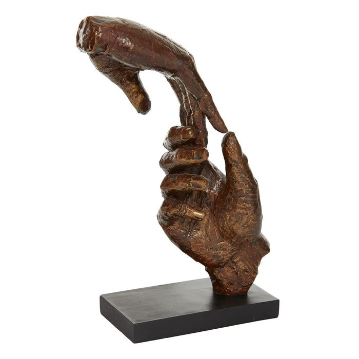 Polystone Hands Sculpture with Artistic Details, Brown