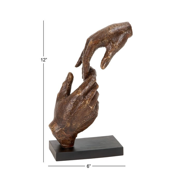 Polystone Hands Sculpture with Artistic Details, Brown