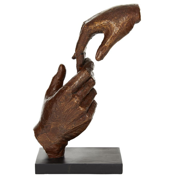 Polystone Hands Sculpture with Artistic Details, Brown