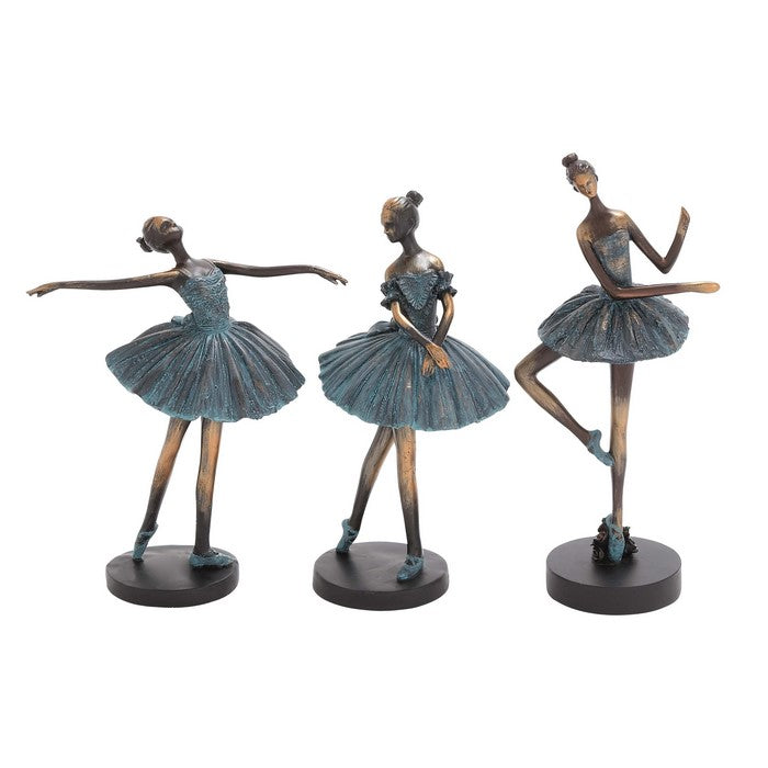Polystone Frame Ballet Girl Sculpture, Assortment of 3, Gray