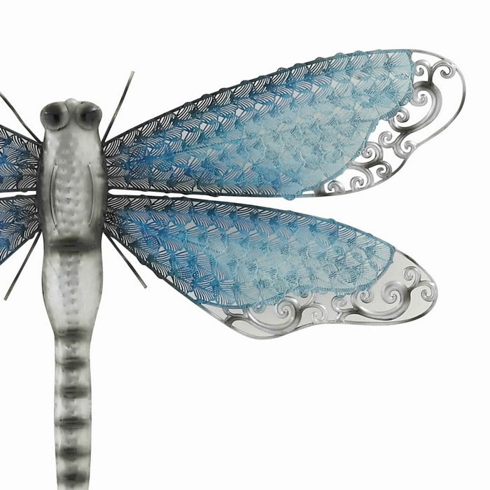 Metal Dragonfly Wall Accent with Mounting Hardware, Turquoise Blue
