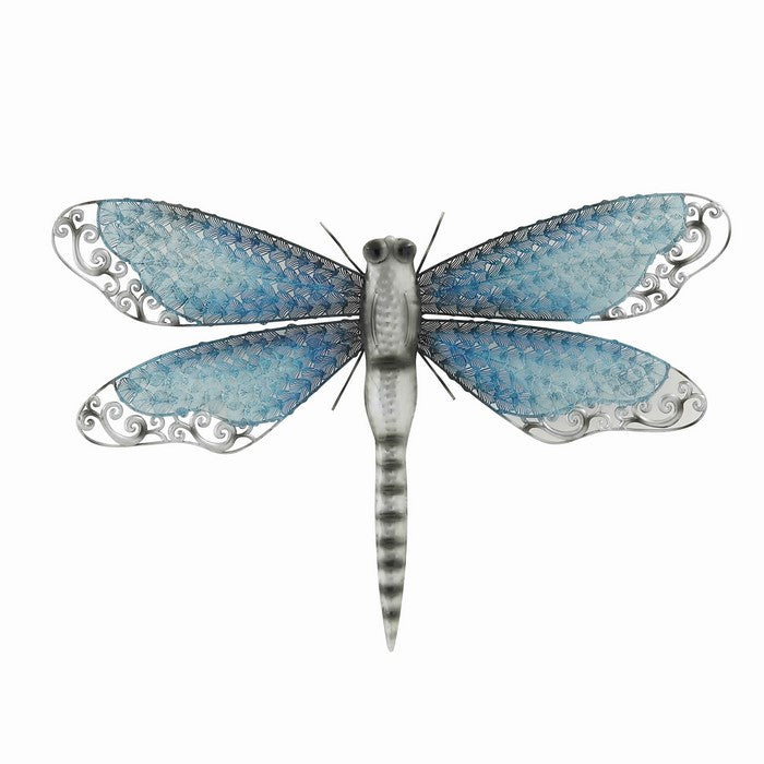 Metal Dragonfly Wall Accent with Mounting Hardware, Turquoise Blue