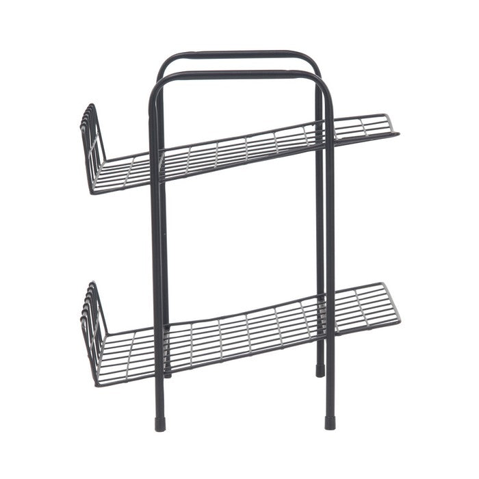 2 Tier Metal Frame Magazine Rack with Tubular Legs, Black