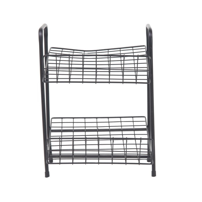 2 Tier Metal Frame Magazine Rack with Tubular Legs, Black