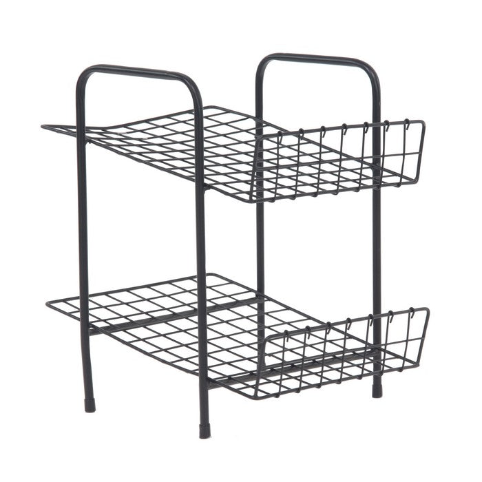2 Tier Metal Frame Magazine Rack with Tubular Legs, Black