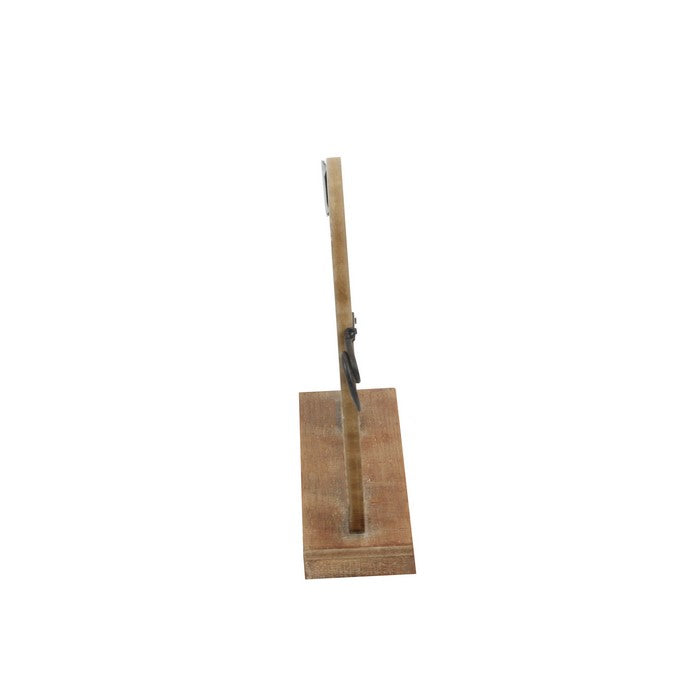 Metal and Wood Frame Pig Sculpture with Stable Base, Brown