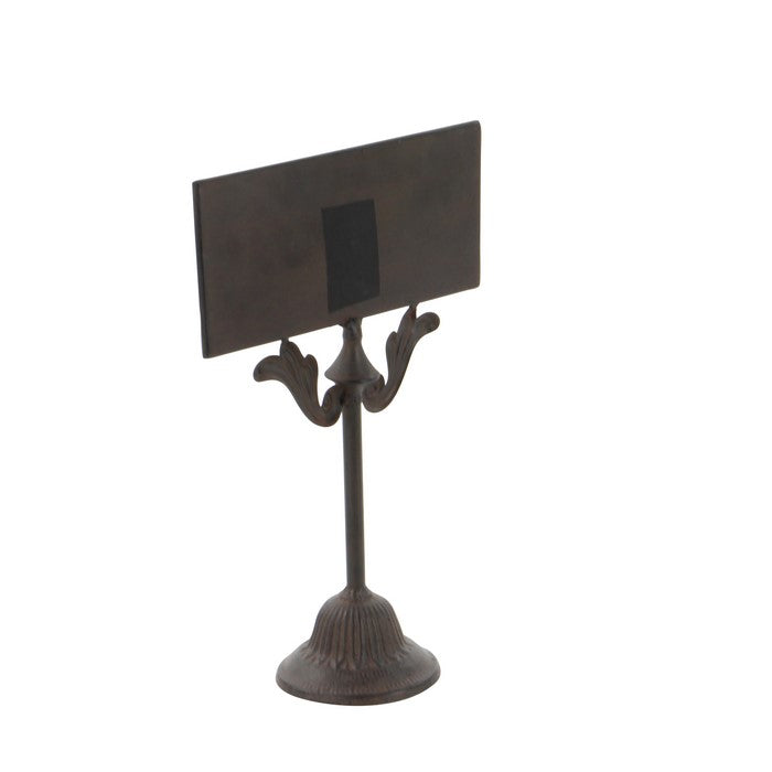 Metal Frame Chalk Board with Bell Shaped Base, Dark Brown