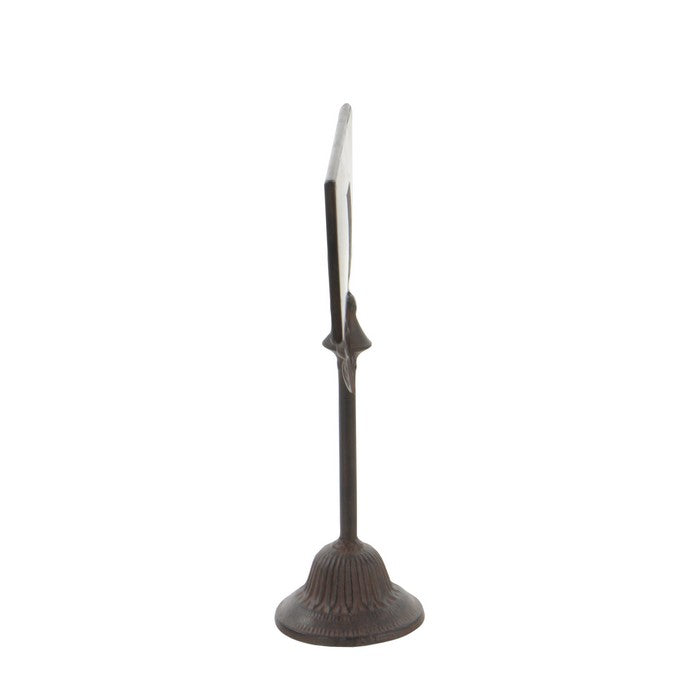 Metal Frame Chalk Board with Bell Shaped Base, Dark Brown