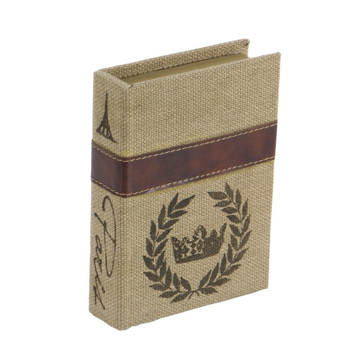 Burlap Covered Wooden Book Box, Set of 3, Brown