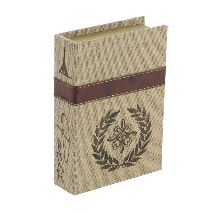 Burlap Covered Wooden Book Box, Set of 3, Brown