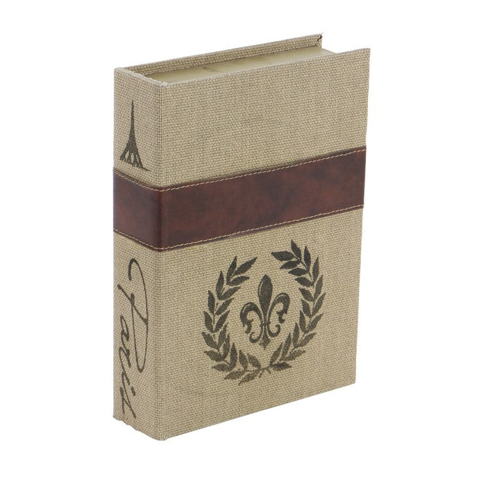 Burlap Covered Wooden Book Box, Set of 3, Brown