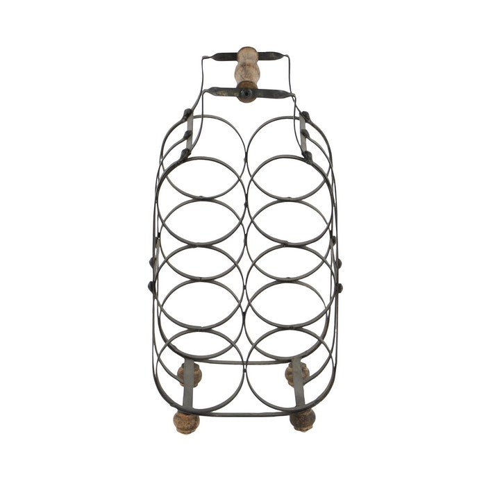 6  Bottles Metal Frame Wine Holder, Black