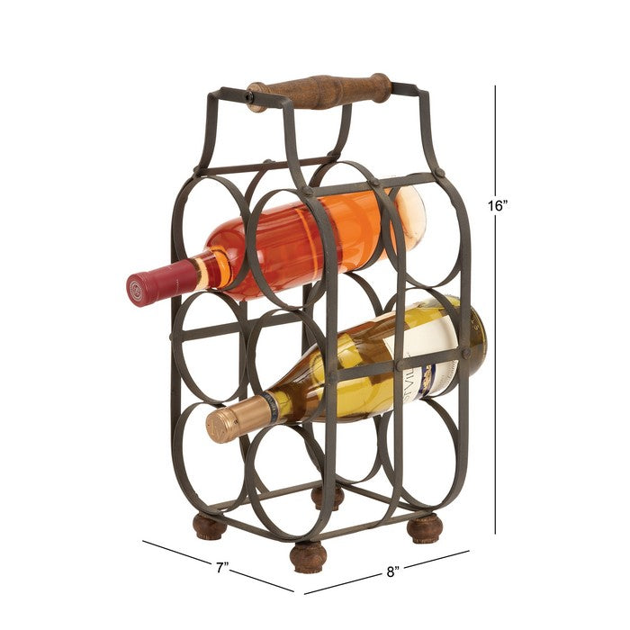 6  Bottles Metal Frame Wine Holder, Black