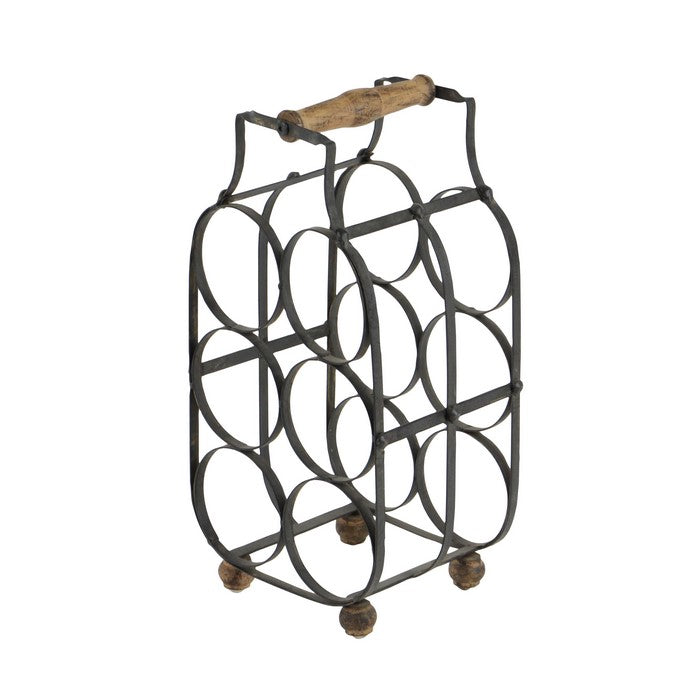 6  Bottles Metal Frame Wine Holder, Black