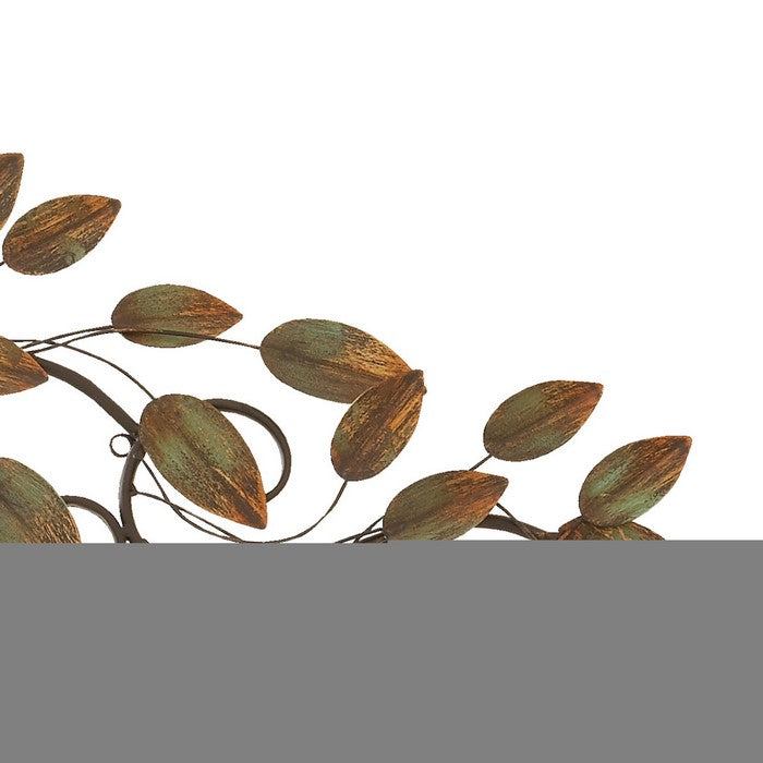 Metal Frame Leaf Wall Decor with Mounting Hardware, Brown