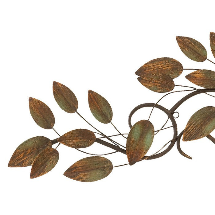 Metal Frame Leaf Wall Decor with Mounting Hardware, Brown