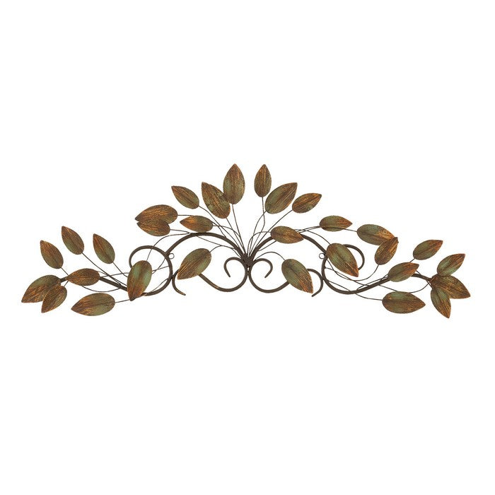 Metal Frame Leaf Wall Decor with Mounting Hardware, Brown