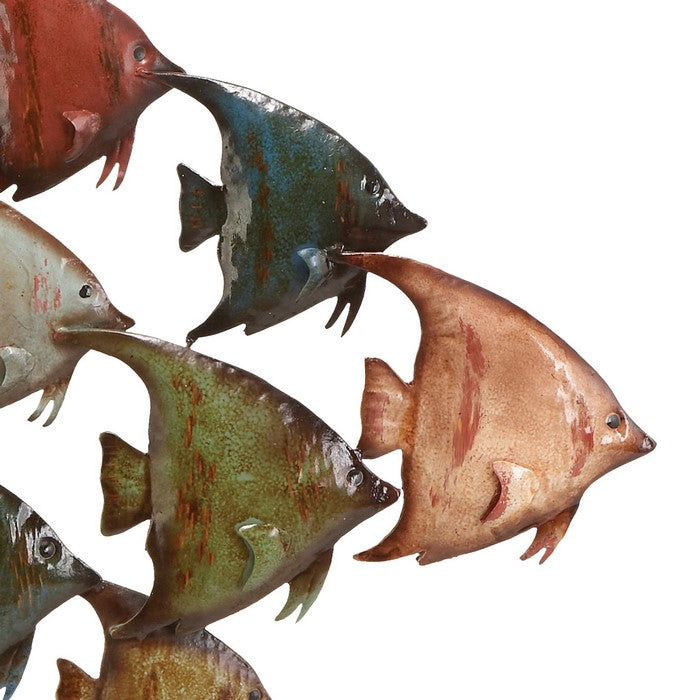 Metal Frame Fish Wall Decor with Mounting Hardware, Multicolor