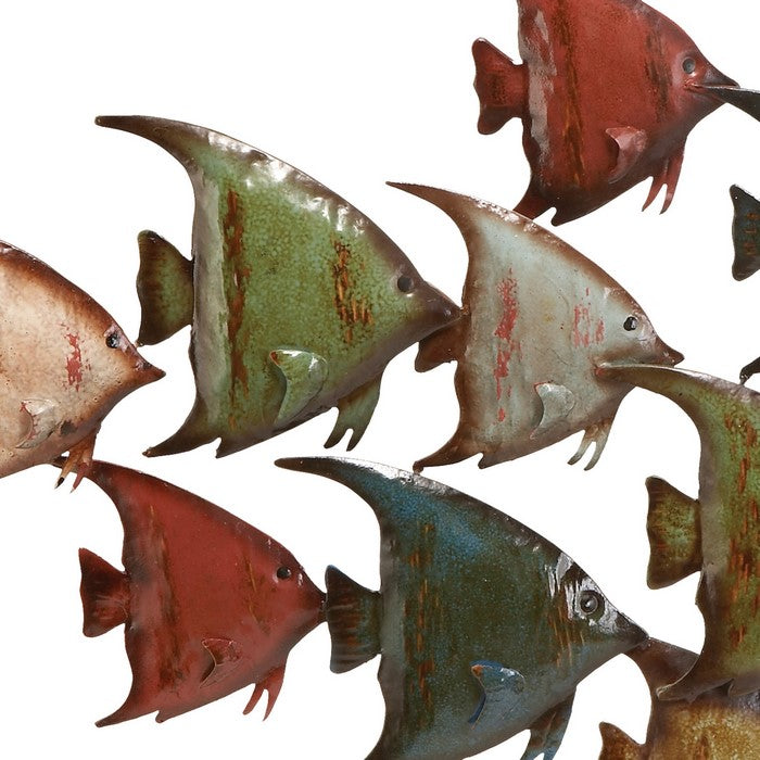Metal Frame Fish Wall Decor with Mounting Hardware, Multicolor